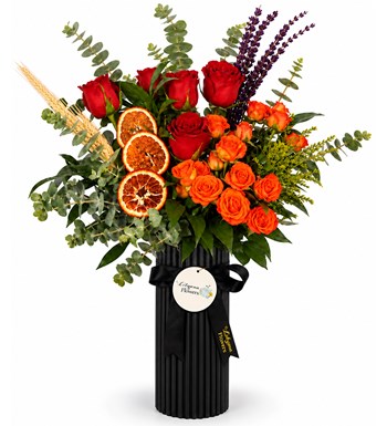 Lilyana Flowers - Kırmızı Güller ile Turuncu Çardak Güzelliği