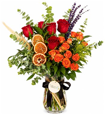 Lilyana Flowers - Kırmızı Güller ile Turuncu Çardak Güzelliği