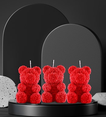Doğal Soya Wax 3'lü Ayıcık Mum - Flower Edition
