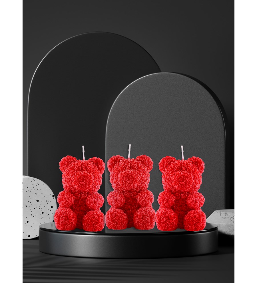 Doğal Soya Wax 3'lü Ayıcık Mum - Flower Edition