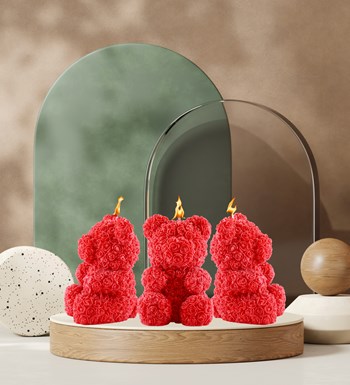 Doğal Soya Wax 3'lü Ayıcık Mum - Flower Edition