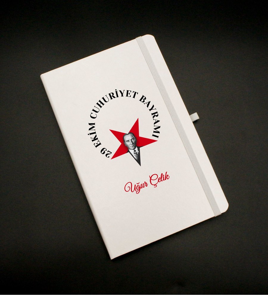 Kişiye Özel 29 Ekim Baskılı Beyaz Defter