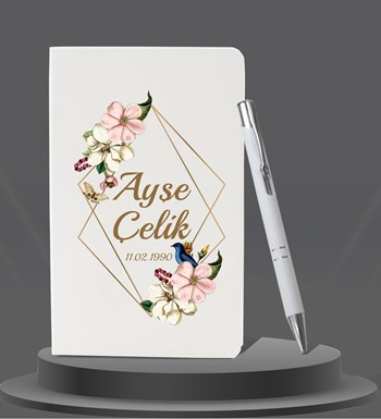Kişiye Özel Ajanda Defter & Roller Kalem Hediye Seti