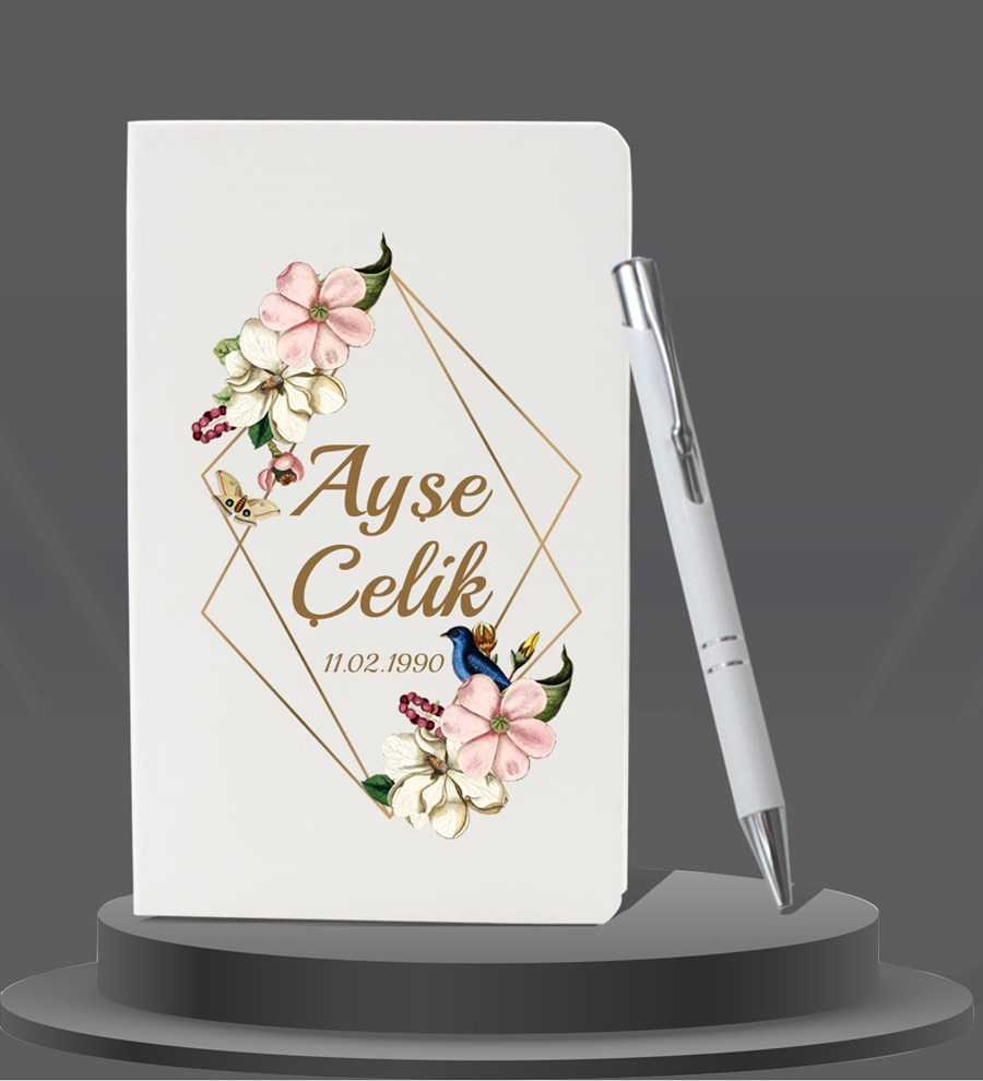 Kişiye Özel Ajanda Defter & Roller Kalem Hediye Seti