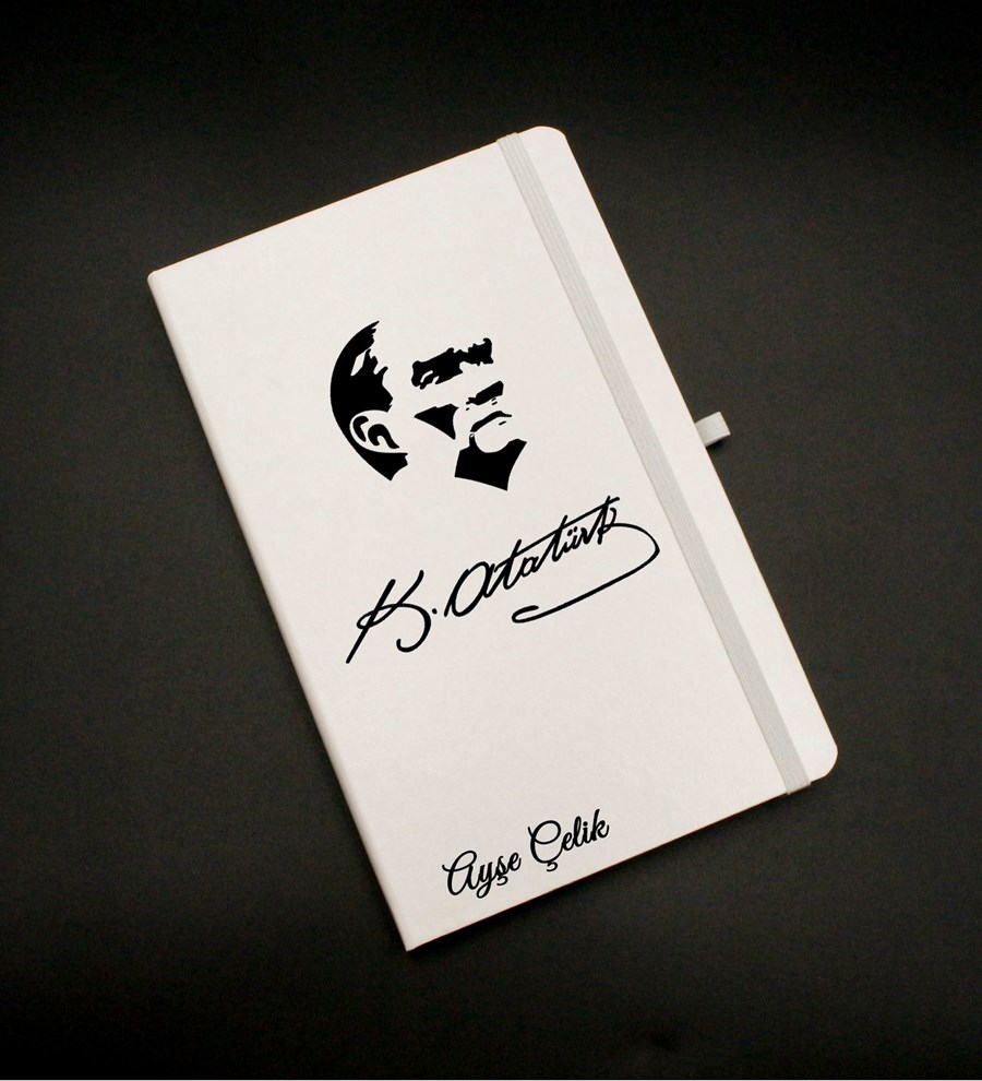 Kişiye Özel Atatürk Baskılı Beyaz Defter
