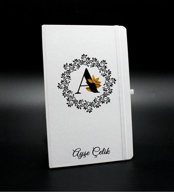 Kişiye Özel Baş Harf Ve İsim Baskılı Beyaz Defter