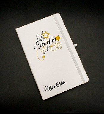Kişiye Özel Best Teacher Ever Baskılı Beyaz Defter