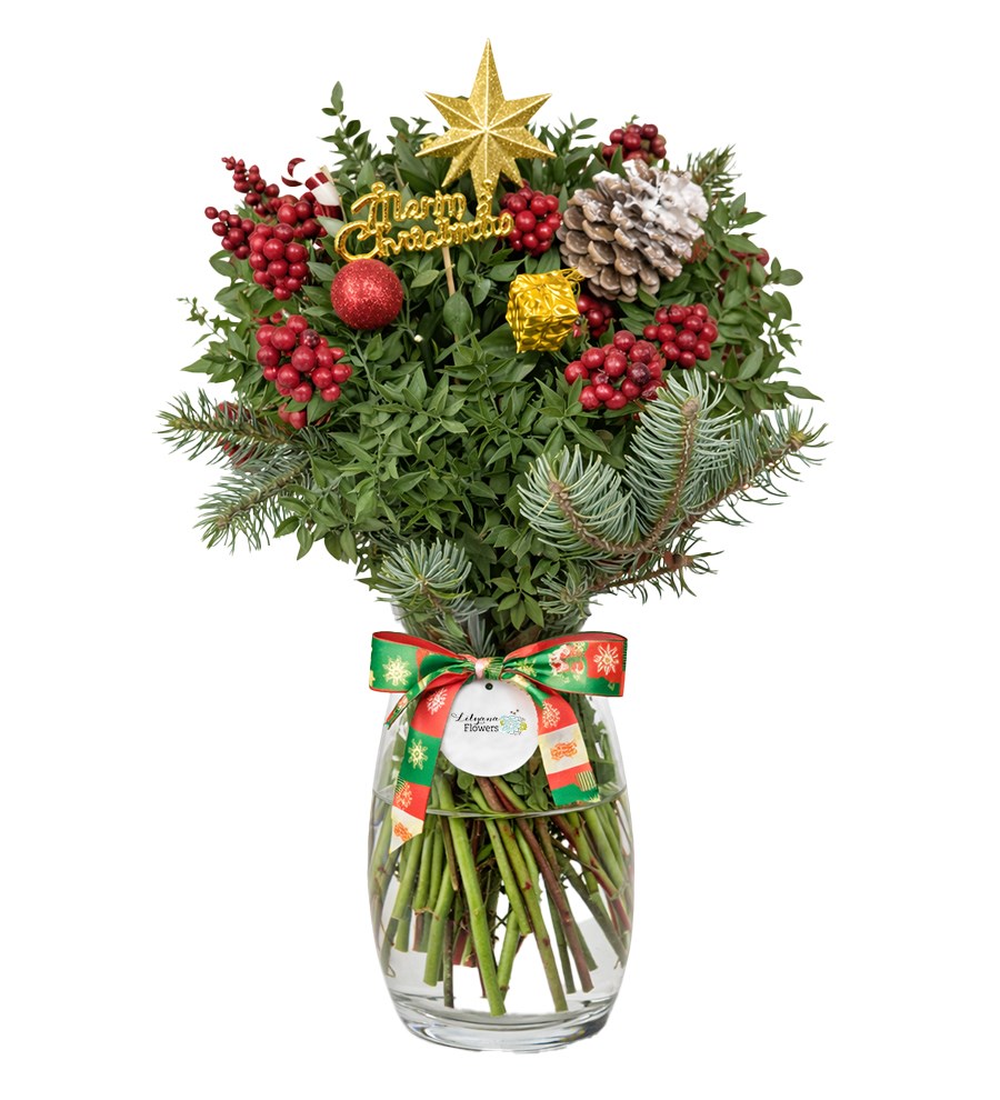 Vazoda Yılbaşı Süslü Kokina