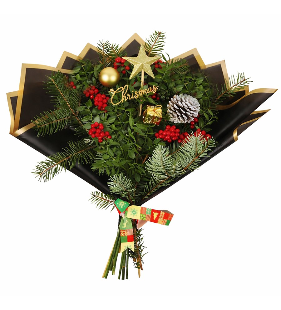 Yılbaşı Süslü Kokina Buketi Siyah