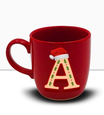 Lilyana Flowers - Kasa İçerisinde Çam Ağacı & Kişiye Özel Kırmızı Kupa & Metal Kutulu Mum Hediye Seti