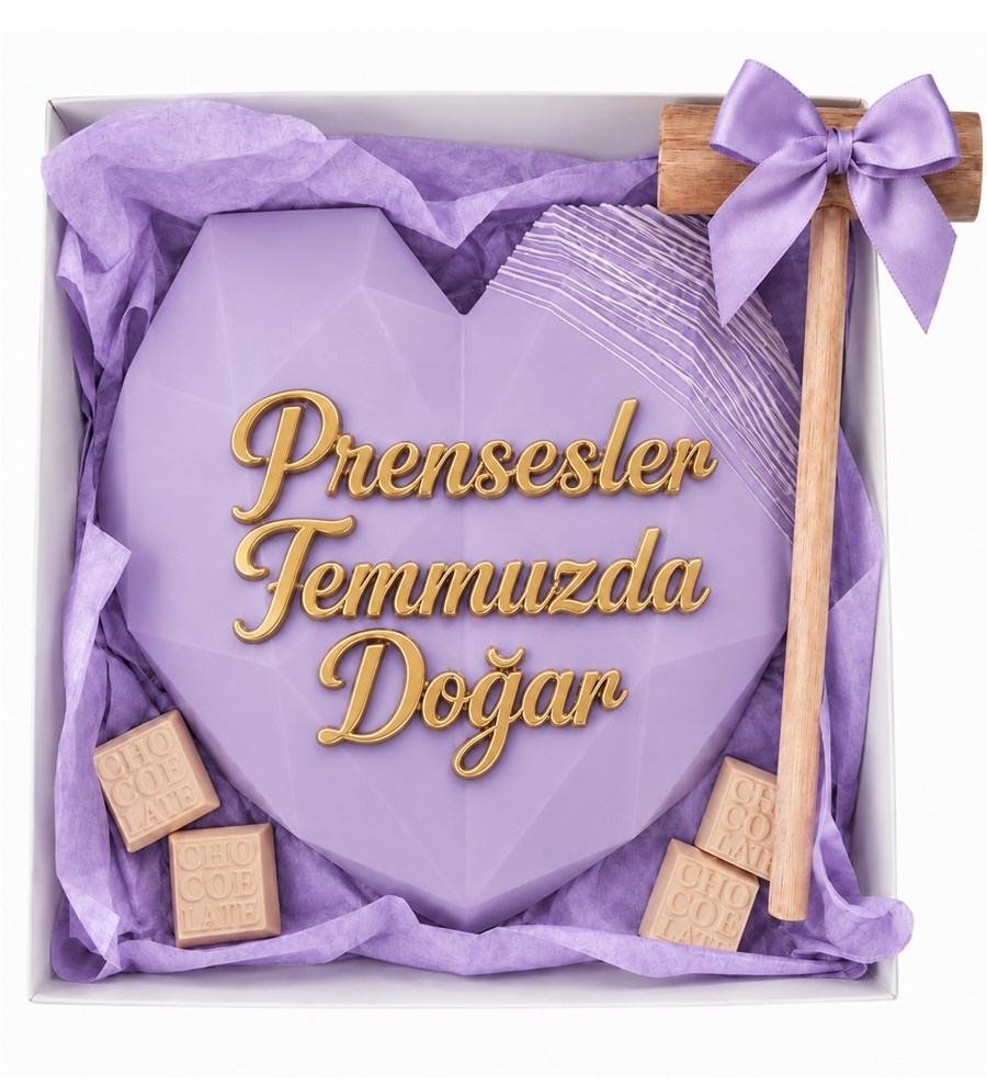 Lila Kalp Pinyata Çikolata Kutusu