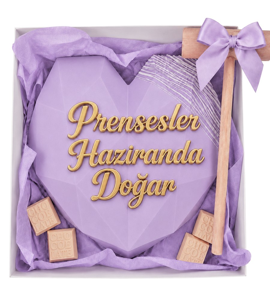 Lila Kalp Pinyata Çikolata Kutusu