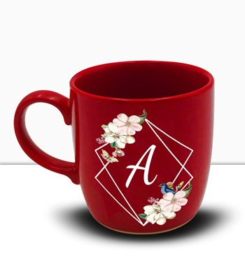 Lilyana Flowers - Kişiye Özel Kırmızı Kupa & Çiçek Temalı Mum & Kalpli Kırmızı Anahtarlık Hediye Seti