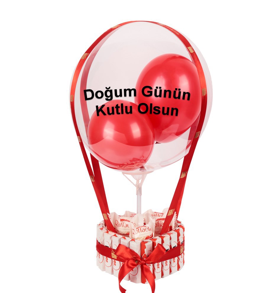Kinder Kaplı Balonlu Kalp Raffaello Çikolata