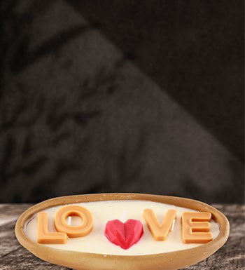 Doğal Soya Wax Dekoratif Saksıda Love Kalpli Mum