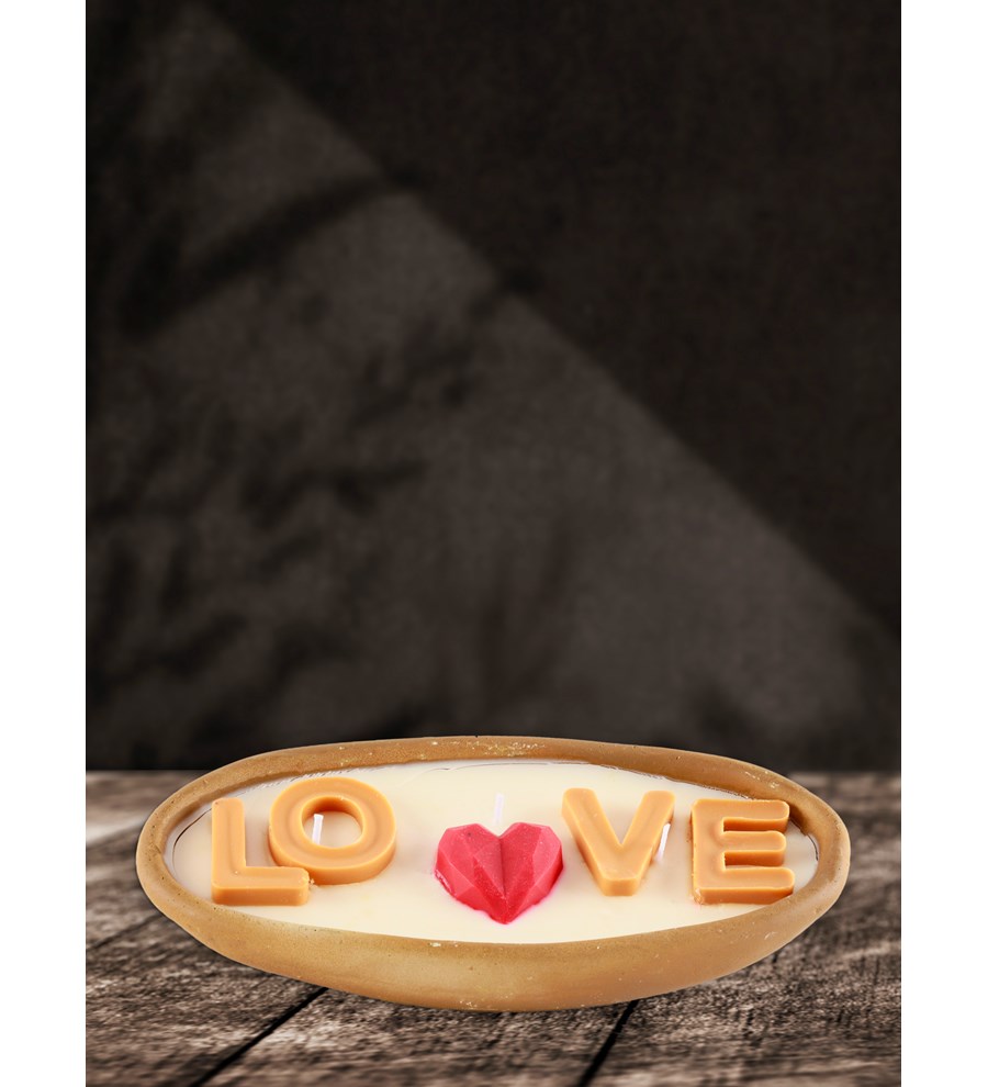 Doğal Soya Wax Dekoratif Saksıda Love Kalpli Mum