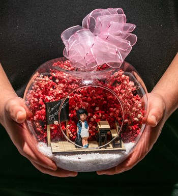Teraryum Sınıfta Canım Öğretmenim - Pembe - Esmer Mavi Elbiseli