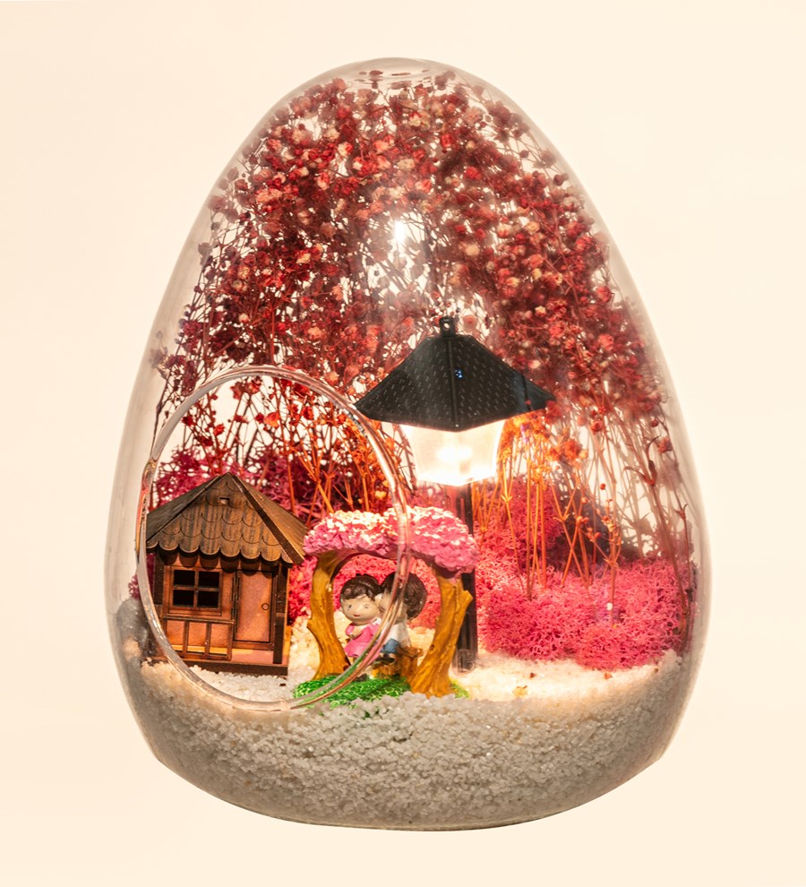 Teraryum Pembe Bahçede Aşk-Işıklı