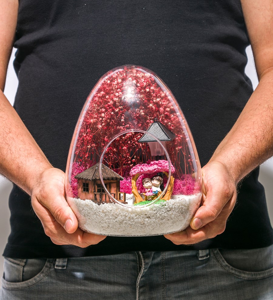 Teraryum Pembe Bahçede Aşk-Işıklı