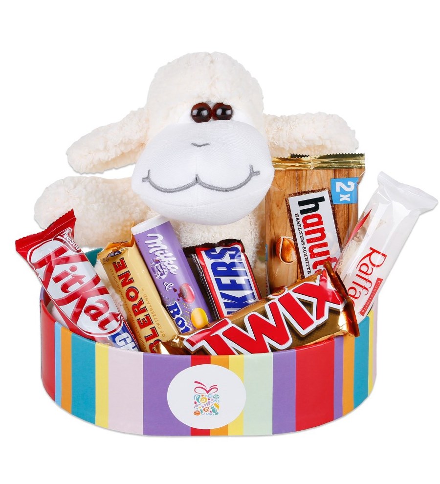 Peluş&Çikolatalı Gökküşağı Kutu (Peluş Seçenekli)