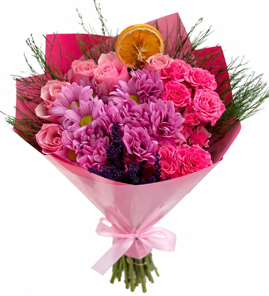 Pembe Güller ve Pembe Papatya Buketi