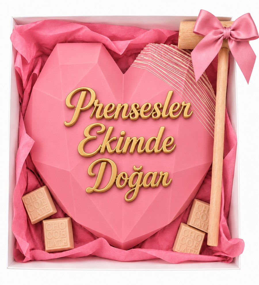 Pembe Kalp Pinyata Çikolata Kutusu
