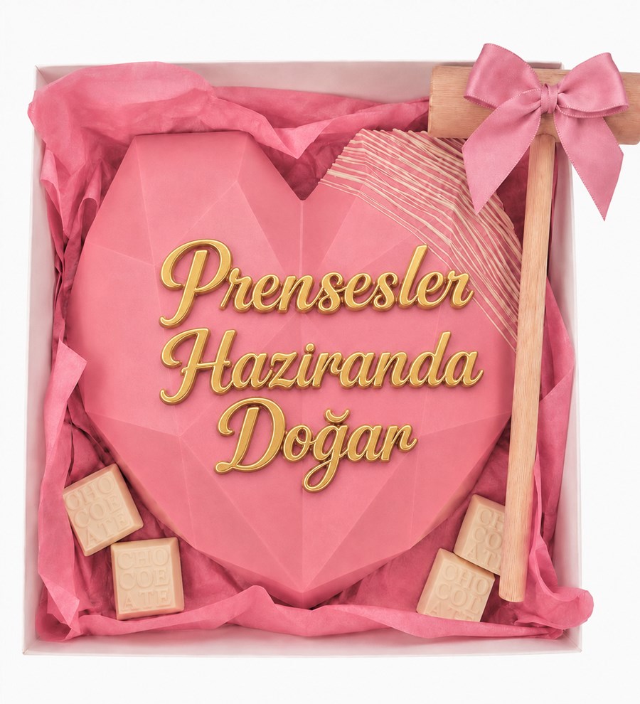 Pembe Kalp Pinyata Çikolata Kutusu