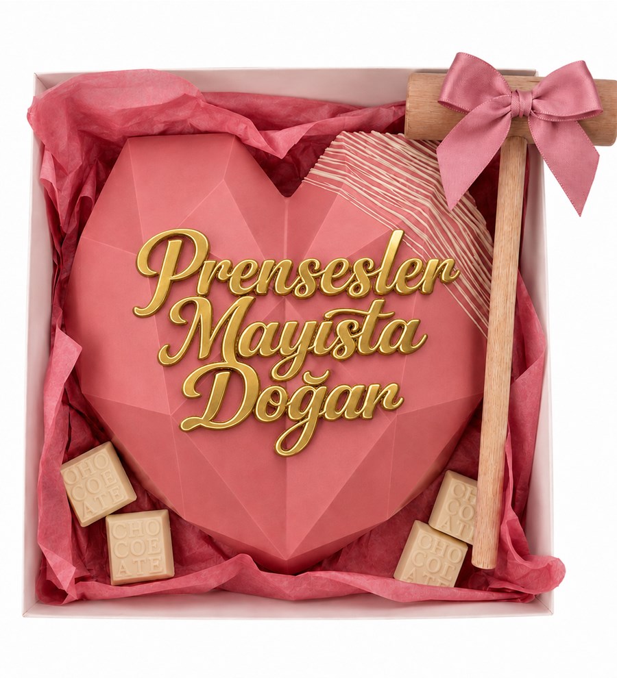 Pembe Kalp Pinyata Çikolata Kutusu