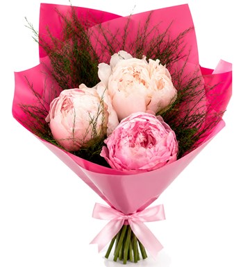 Lilyana Flowers - Pembe ve Beyaz Şakayık Buketi 3'lü