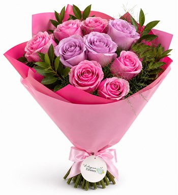 Lilyana Flowers - Pembe ve Lila Güller Buketi