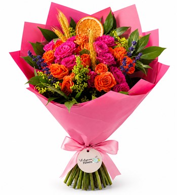 Lilyana Flowers - Pembe ve Turuncu Çardak Gül Buketi