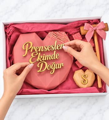 Lilyana Flowers - Pembe Kalp Pinyata Çikolata Büyük Kutu