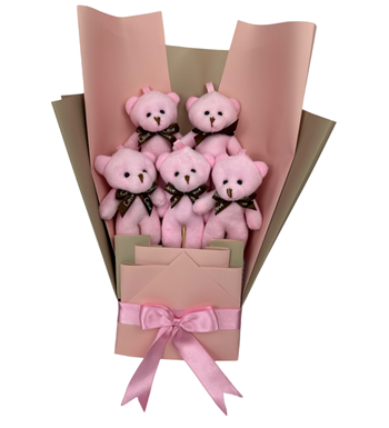 Pembe Temalı Sevimli Ayıcık Buketi