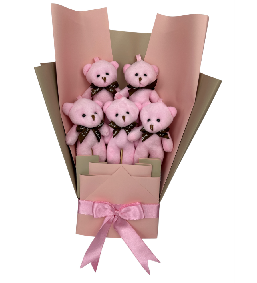 Pembe Temalı Sevimli Ayıcık Buketi