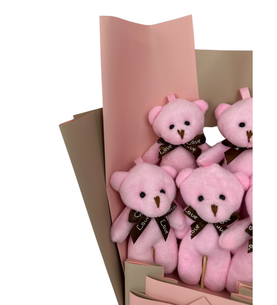 Pembe Temalı Sevimli Ayıcık Buketi