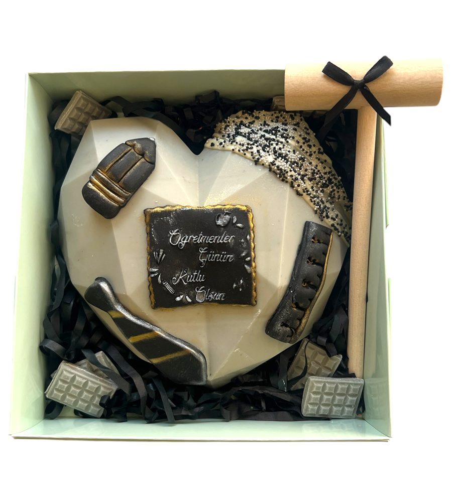 Öğretmenler Günü Kalp Pinyata Gri Siyah