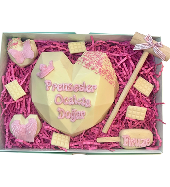 Lilyana Flowers - Prenseslere Özel Büyük Kırmalı Çikolata Şöleni Beyaz
