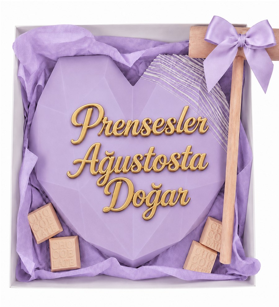 Lila Kalp Pinyata Çikolata Kutusu