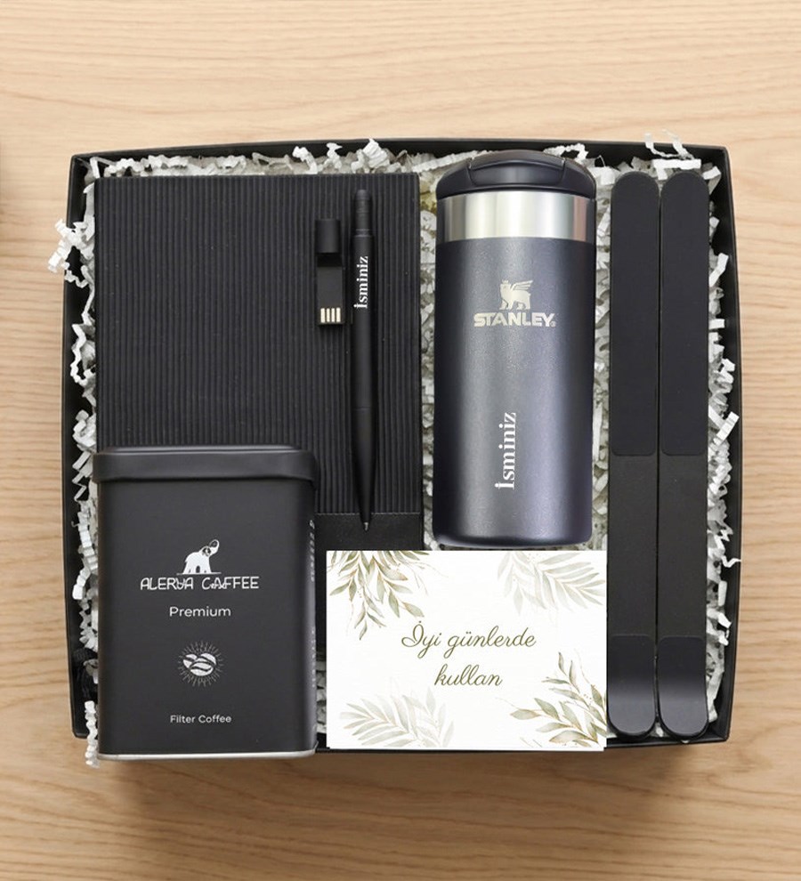 Stanley Termos Bilgisayar Standı USB Kalem Filtre Kahve 125 gr Defter Hediye Seti