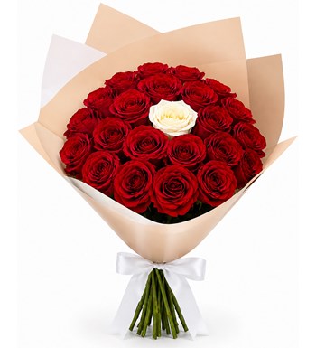 Lilyana Flowers - Premium Kırmızı Beyaz Gül Buketi