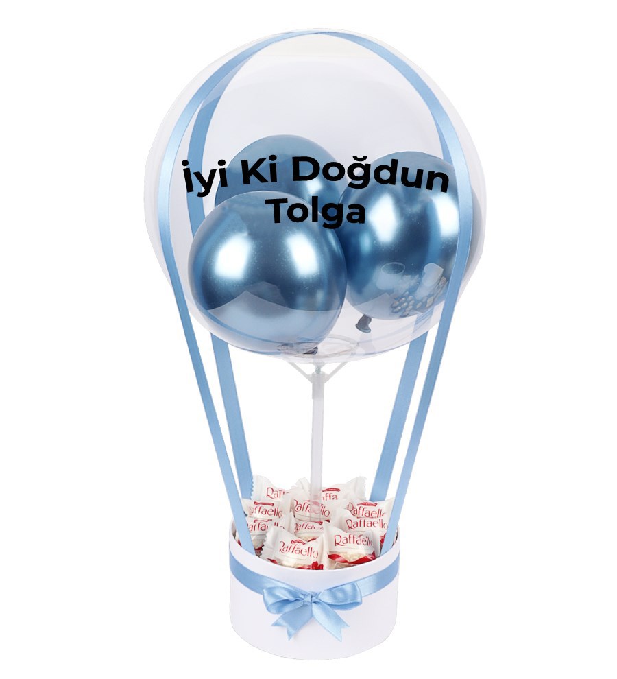 Balonlu Raffaello Çikolatalı Beyaz Kutu