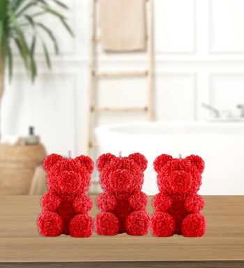 Doğal Soya Wax 3'lü Ayıcık Mum - Flower Edition