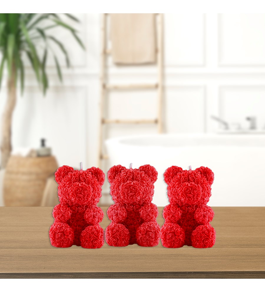 Doğal Soya Wax 3'lü Ayıcık Mum - Flower Edition