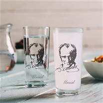 Atatürk Tasarımlı İsim Baskılı Rakı Bardağı Seti