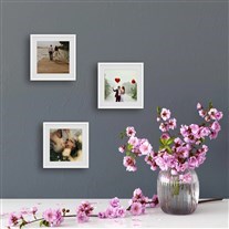 10x10 Fotoğraflı Paspartulu Yapışan Beyaz Çerçeve Seti -3'lü