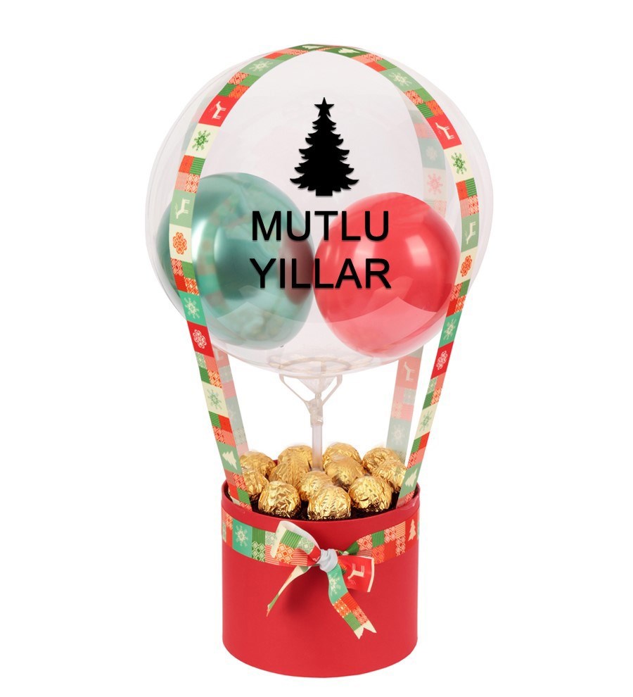 Yılbaşı Gold Fındıklı Çikolata Balon Kutusu