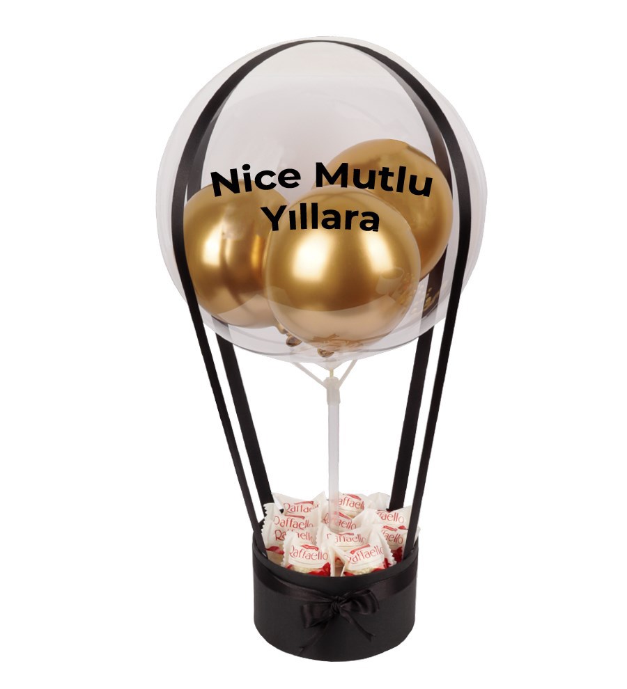 Balonlu Raffaello Çikolatalı Siyah Kutu