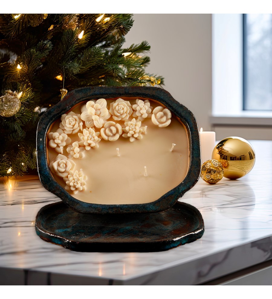 Doğal Soya Wax Art of Seramik Serisi Sukulent Tasarım Mum