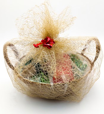 Hasır Sepetli Kişiye Özel Kırmızı Termos & Yılbaşı Ağacı  & Kırmızı Kupa Hediye Seti