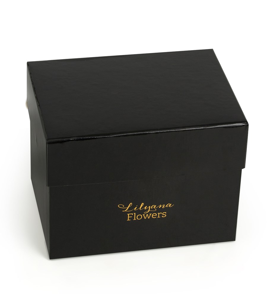 Dikdörtgen Siyah Kutuda Çikolatalı Renkli Güller